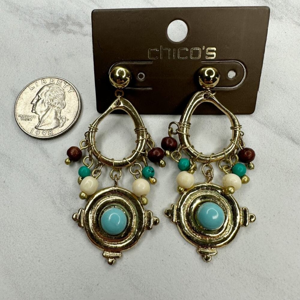 Chico's Alysia Chandelier Gold Tone Earrings ✨ - Picture 2 of 9